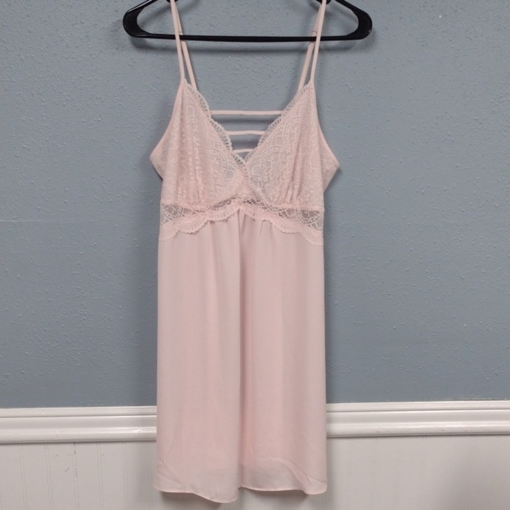 INC International Concepts  Pink Chemise with Spaghetti Straps and Empire Waist